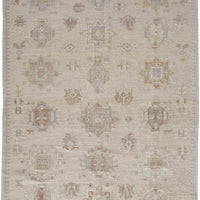 4' X 6' Tan And Brown Floral Hand Knotted Stain Resistant Area Rug