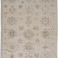 12' X 15' Tan And Brown Floral Hand Knotted Stain Resistant Area Rug