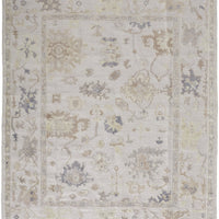 2' X 3' Tan Ivory And Orange Floral Hand Knotted Stain Resistant Area Rug