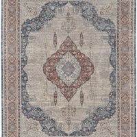 4' X 6' Gray Red And Blue Floral Power Loom Stain Resistant Area Rug