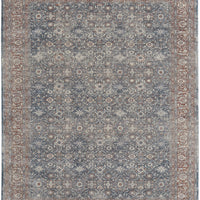 4' X 6' Blue And Red Floral Power Loom Stain Resistant Area Rug