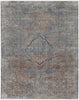 4' X 6' Blue Red And Gray Floral Power Loom Stain Resistant Area Rug