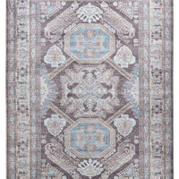 5' X 8' Gray Taupe And Blue Floral Area Rug