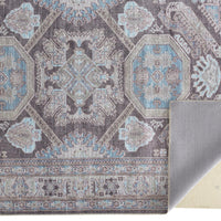 8' X 10' Gray Taupe And Blue Floral Area Rug