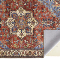 4' X 6' Blue Red And Ivory Floral Area Rug