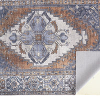 4' X 6' Blue Ivory And Brown Floral Area Rug