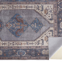 8' X 10' Blue Brown And Ivory Floral Area Rug