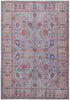 5' X 8' Gray Blue And Red Floral Power Loom Area Rug