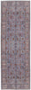 8' Gray Blue And Red Floral Power Loom Runner Rug