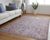 2' X 3' Gray Blue And Red Floral Power Loom Area Rug