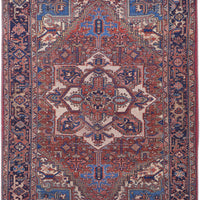 8' X 10' Red Tan And Blue Floral Power Loom Area Rug