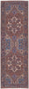 8' Red Tan And Blue Floral Power Loom Runner Rug