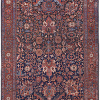 10' X 14' Red Orange And Blue Floral Power Loom Area Rug