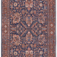 8' Red Orange And Blue Floral Power Loom Runner Rug