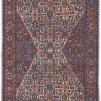 8' Red Tan And Blue Floral Power Loom Runner Rug