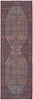 8' Red Tan And Blue Floral Power Loom Runner Rug