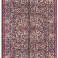 8' Red Tan And Pink Floral Power Loom Runner Rug