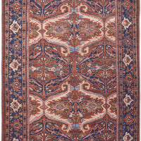 4' X 6' Red Tan And Blue Floral Power Loom Area Rug