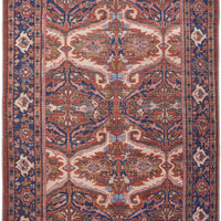 10' X 14' Red Tan And Blue Floral Power Loom Area Rug