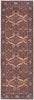 8' Red Tan And Blue Floral Power Loom Runner Rug