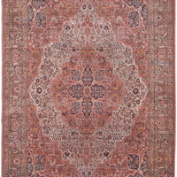 5' X 8' Red Tan And Pink Floral Power Loom Area Rug