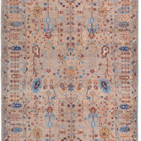 4' X 6' Tan Pink And Blue Floral Power Loom Area Rug