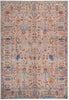 5' X 8' Tan Pink And Blue Floral Power Loom Area Rug