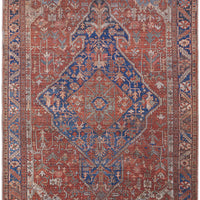 4' X 6' Red Tan And Blue Floral Power Loom Area Rug