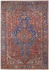 5' X 8' Red Tan And Blue Floral Power Loom Area Rug