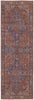 8' Red Tan And Blue Floral Power Loom Runner Rug