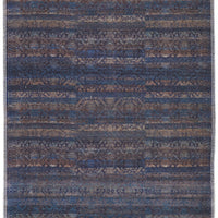 8' Blue Purple And Brown Floral Power Loom Runner Rug