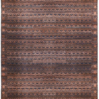 8' X 10' Red Brown And Blue Floral Power Loom Area Rug