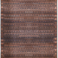 10' X 14' Red Brown And Blue Floral Power Loom Area Rug