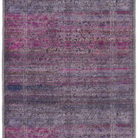 8' Pink And Purple Floral Power Loom Runner Rug