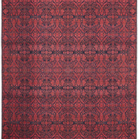 9' X 12' Red And Black Floral Power Loom Area Rug