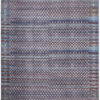 5' X 8' Tan Blue And Pink Striped Power Loom Area Rug