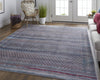 2' X 3' Tan Blue And Pink Striped Power Loom Area Rug