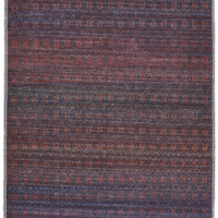 8' Red And Gray Striped Power Loom Runner Rug