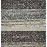 5' X 8' Gray Taupe And Tan Wool Striped Hand Woven Stain Resistant Area Rug