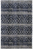 5' X 8' Blue And Ivory Striped Stain Resistant Area Rug