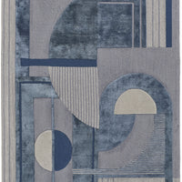 4' X 6' Blue Ivory And Gray Wool Striped Tufted Handmade Area Rug