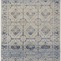 8' X 10' Blue And Ivory Power Loom Distressed Area Rug