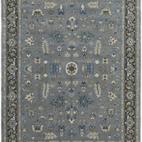 2' X 3' Blue Gray And Taupe Wool Floral Hand Knotted Stain Resistant Area Rug