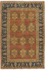 2' X 3' Tan Orange And Brown Wool Floral Hand Knotted Stain Resistant Area Rug