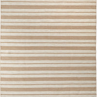 2' X 3' Ivory Taupe And Brown Striped Dhurrie Hand Woven Stain Resistant Area Rug