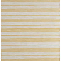 2' X 3' Yellow And Ivory Striped Dhurrie Hand Woven Stain Resistant Area Rug