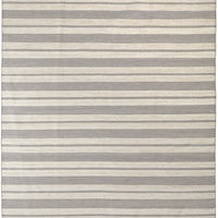 2' X 3' Gray And Ivory Striped Dhurrie Hand Woven Stain Resistant Area Rug