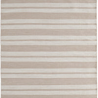 2' X 3' Ivory And Taupe Striped Dhurrie Hand Woven Stain Resistant Area Rug