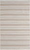 2' X 3' Ivory And Taupe Striped Dhurrie Hand Woven Stain Resistant Area Rug