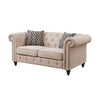 67" Beige 100% Linen And Black Standard Love Seat